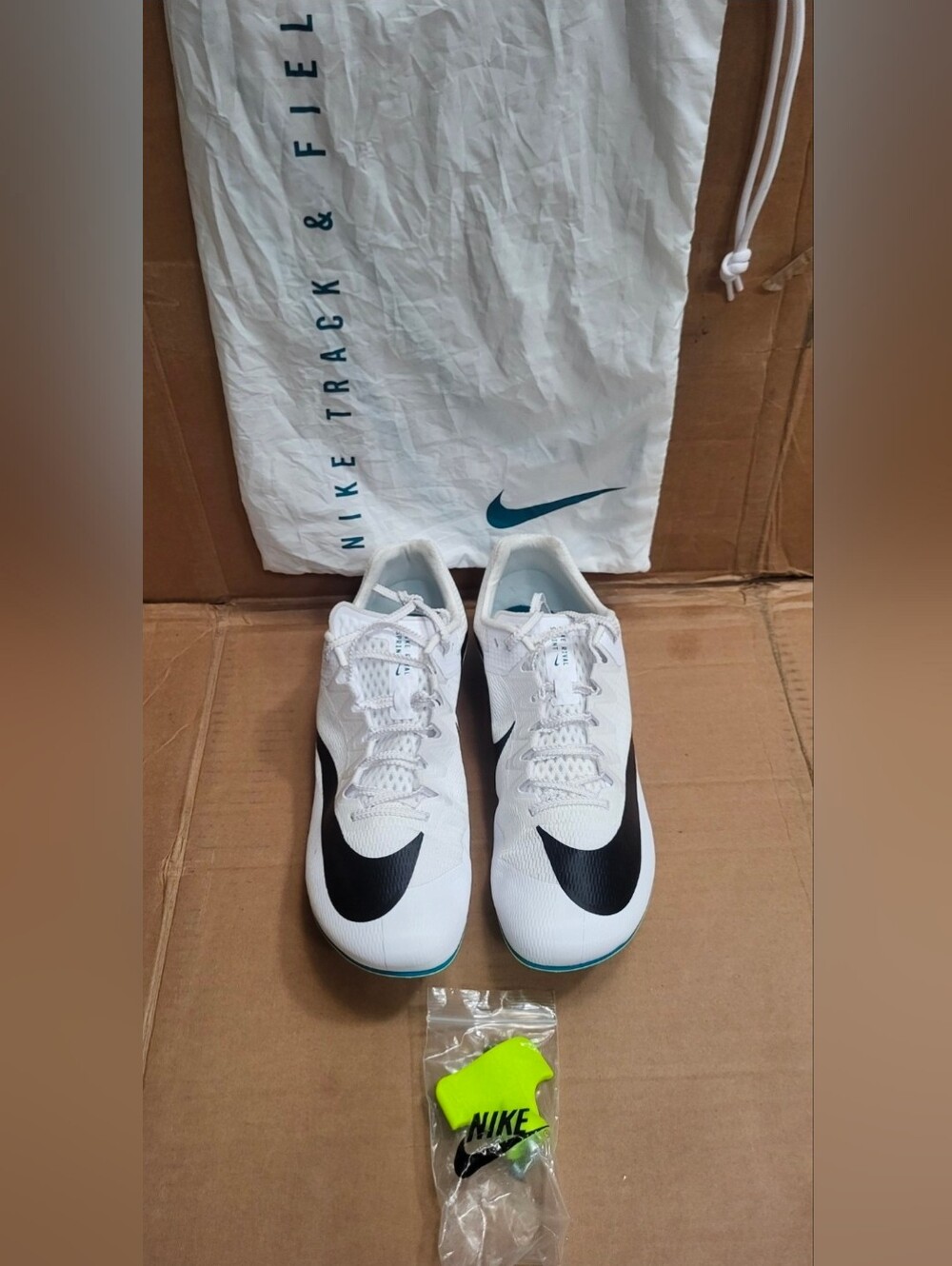 Nike Zoom Rival Sprint Track And Field Spikes White/Black/Green Men Size 13 NEW
